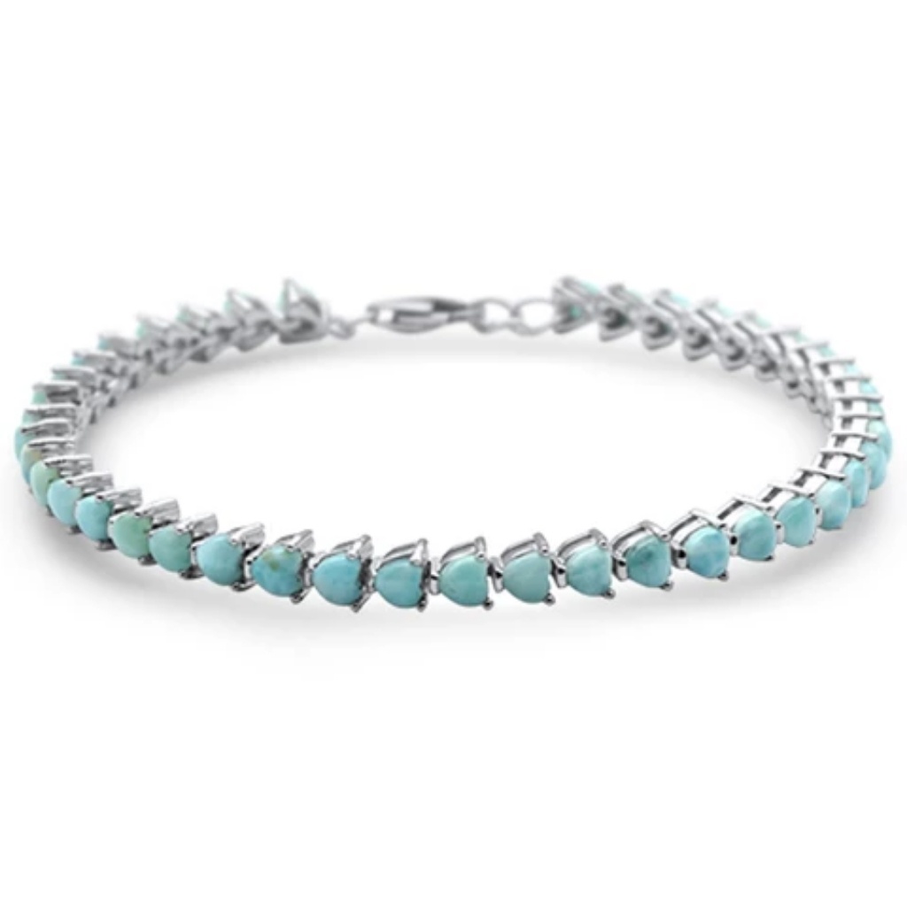 Natural Larimar 925 Sterling Silver Bracelet 8 Lo 199$